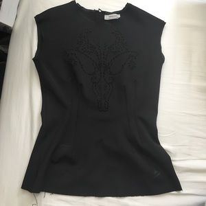 Zara fitted black scuba top with laser cut design